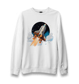 Space Rocket Above the Clouds - MB1645 Unisex White Sweatshirt - Premium  from W.E.N.S. WIND - Just 10990! Shop now at W.E.N.S. WIND