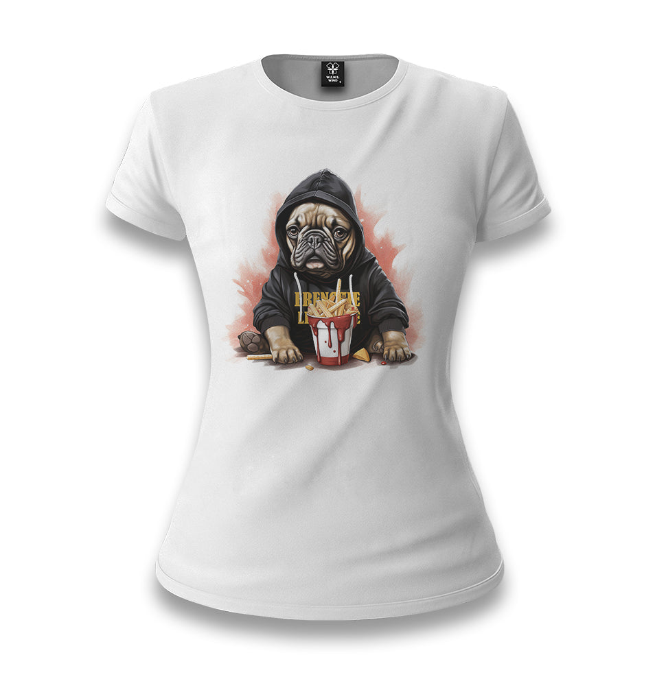 Frenchie Fries Bulldog - MB1646 White Women T-shirt - Premium  from W.E.N.S. WIND - Just 6490! Shop now at W.E.N.S. WIND