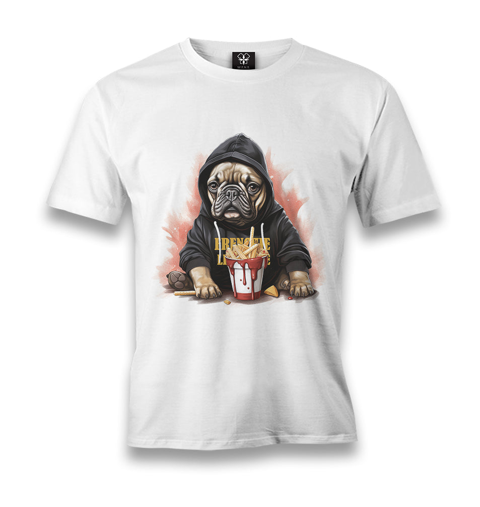Frenchie Fries Bulldog - MB1646 Men's White Tshirt - Premium  from W.E.N.S. WIND - Just 6490! Shop now at W.E.N.S. WIND