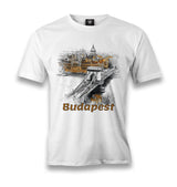 Budapest  Parlament and Széchenyi Bridge Drawing - MB1648 Men's White Tshirt - Premium  from W.E.N.S. WIND - Just 6490! Shop now at W.E.N.S. WIND