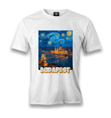 Budapest Van Gogh Style Parlament and Széchenyi Bridge - MB1649 Men's White Tshirt - Premium  from W.E.N.S. WIND - Just 6490! Shop now at W.E.N.S. WIND