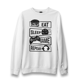 Eat Sleep Game Repeat Unisex White Sweatshirt - Premium Unisex Sweatshirt from W.E.N.S. WIND - Just 10990! Shop now at W.E.N.S. WIND