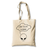 Alien-I Don't Believe in Humans White Canvas Totebag - Premium  from W.E.N.S. WIND - Just 4990! Shop now at W.E.N.S. WIND