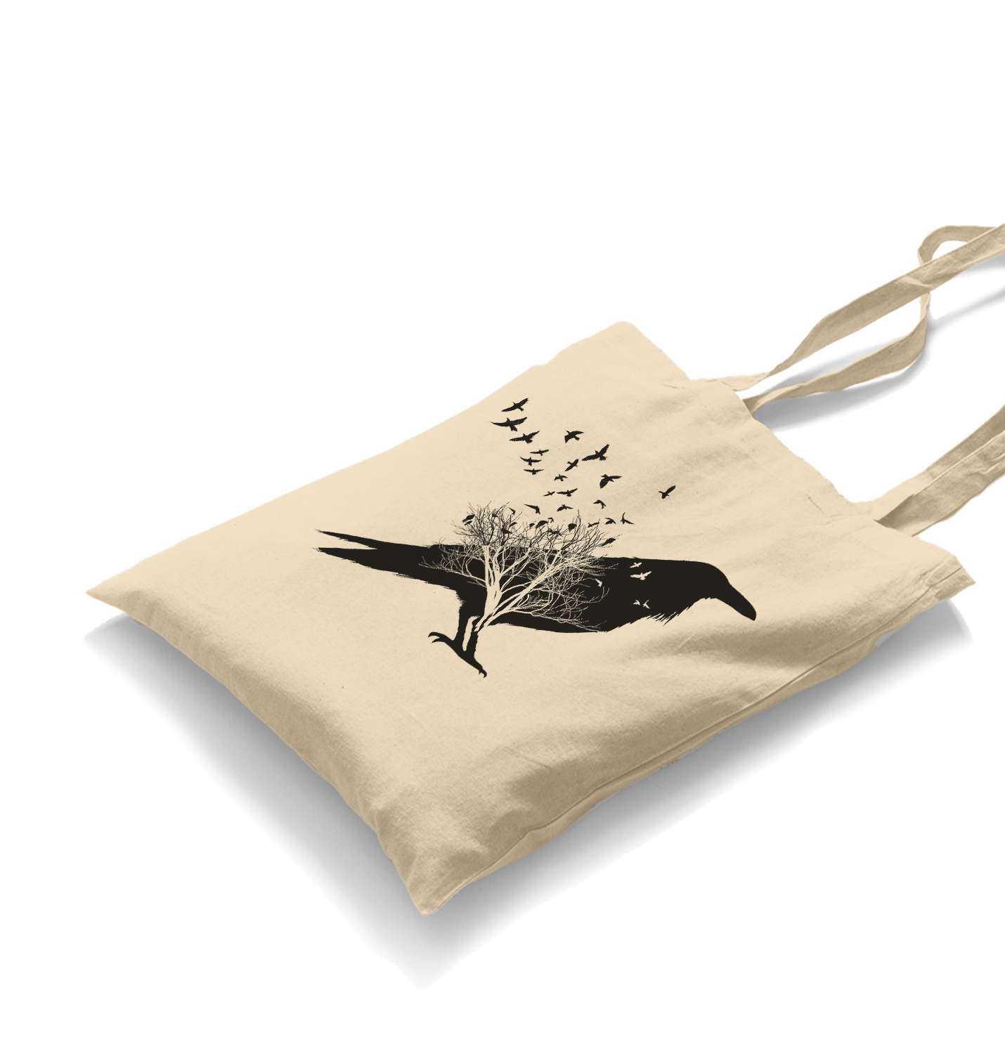 Crows in Tales White Canvas Totebag - Premium  from W.E.N.S. WIND - Just 4990! Shop now at W.E.N.S. WIND