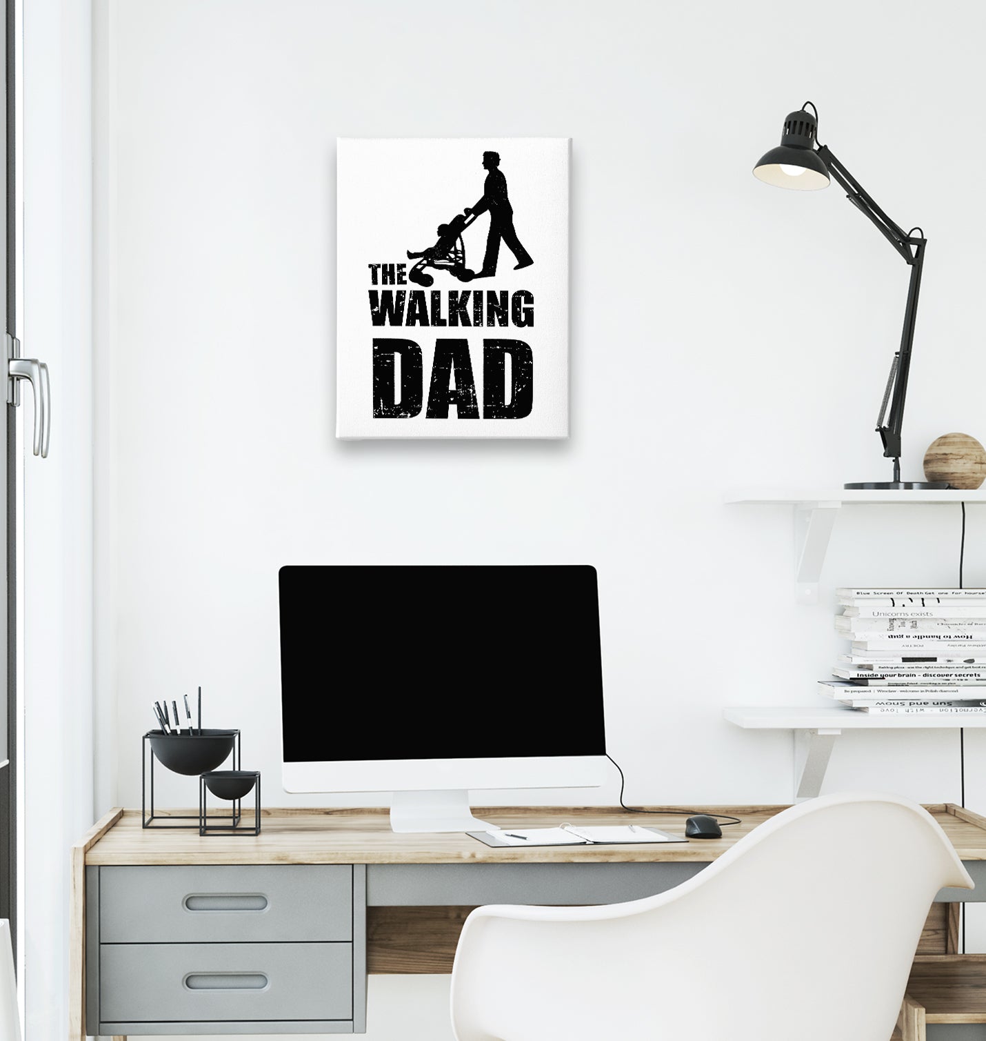 The Walking Dad II White Canvas Wall Art 35x40cm - Premium  from W.E.N.S. WIND - Just 7990! Shop now at W.E.N.S. WIND