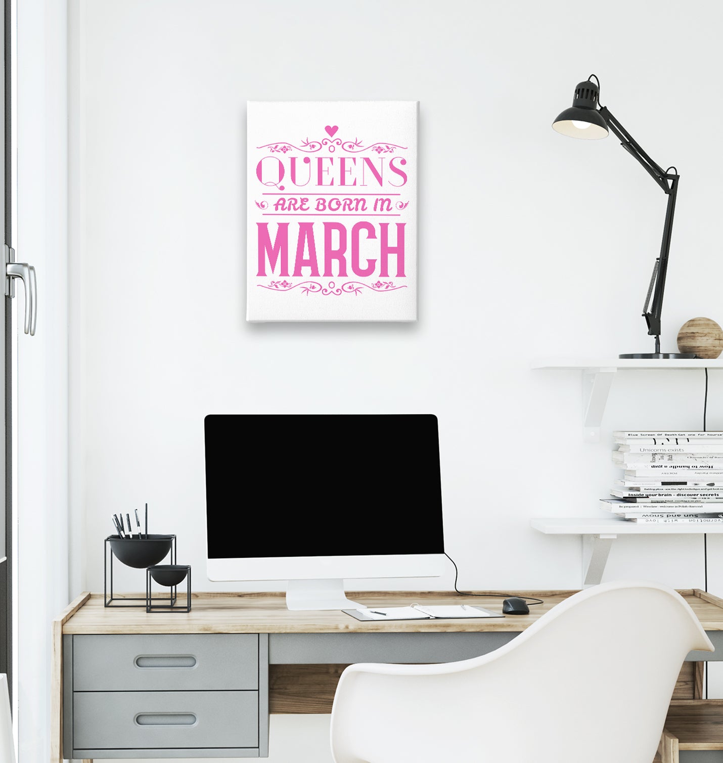 Zodiac - Queens Born in March 2 White Canvas Wall Art 35x40cm - Premium  from W.E.N.S. WIND - Just 7990! Shop now at W.E.N.S. WIND