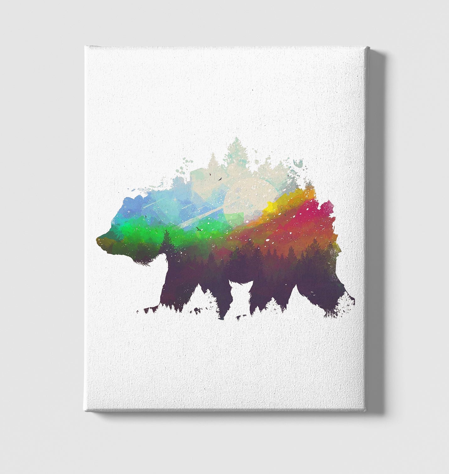 Colorful bear White Canvas Wall Art 35x40cm - Premium  from W.E.N.S. WIND - Just 7990! Shop now at W.E.N.S. WIND