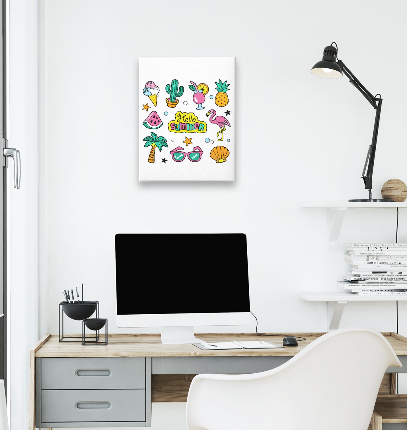 Hello Summer White Canvas Wall Art 35x40cm - Premium  from W.E.N.S. WIND - Just 7990! Shop now at W.E.N.S. WIND