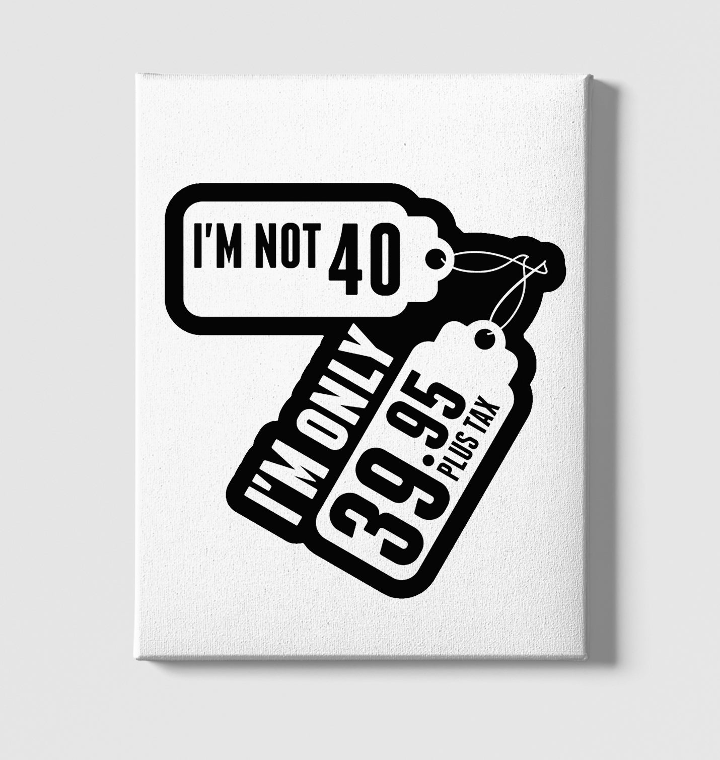 Article - I Am Not 40 White Canvas Wall Art 35x40cm - Premium  from W.E.N.S. WIND - Just 7990! Shop now at W.E.N.S. WIND