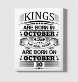 Real Kings Born On October White Canvas Wall Art 35x40cm - Premium  from W.E.N.S. WIND - Just 7990! Shop now at W.E.N.S. WIND