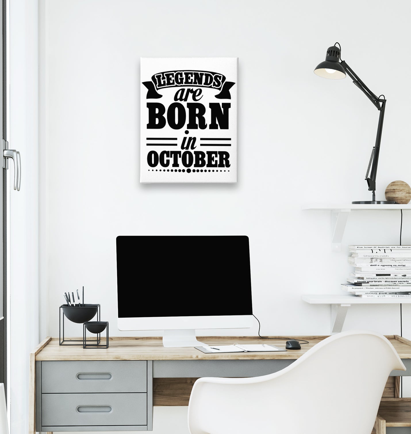 Legends Born on October - Date White Canvas Wall Art 35x40cm - Premium  from W.E.N.S. WIND - Just 7990! Shop now at W.E.N.S. WIND