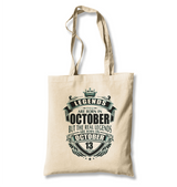 Legends Born on October - Beat White Canvas Totebag - Premium  from W.E.N.S. WIND - Just 4990! Shop now at W.E.N.S. WIND