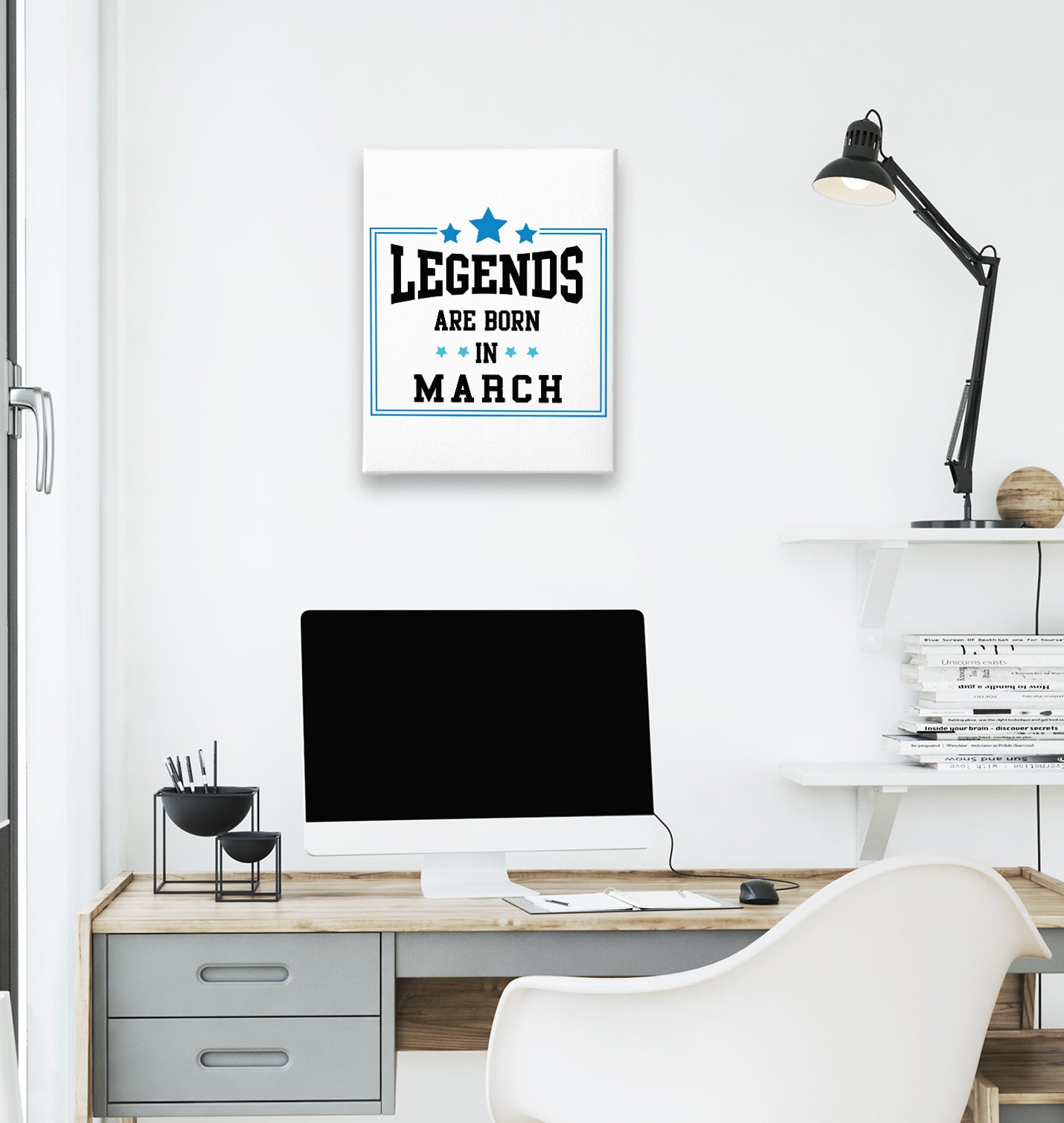 Legends Born in March White Canvas Wall Art 35x40cm - Premium  from W.E.N.S. WIND - Just 7990! Shop now at W.E.N.S. WIND