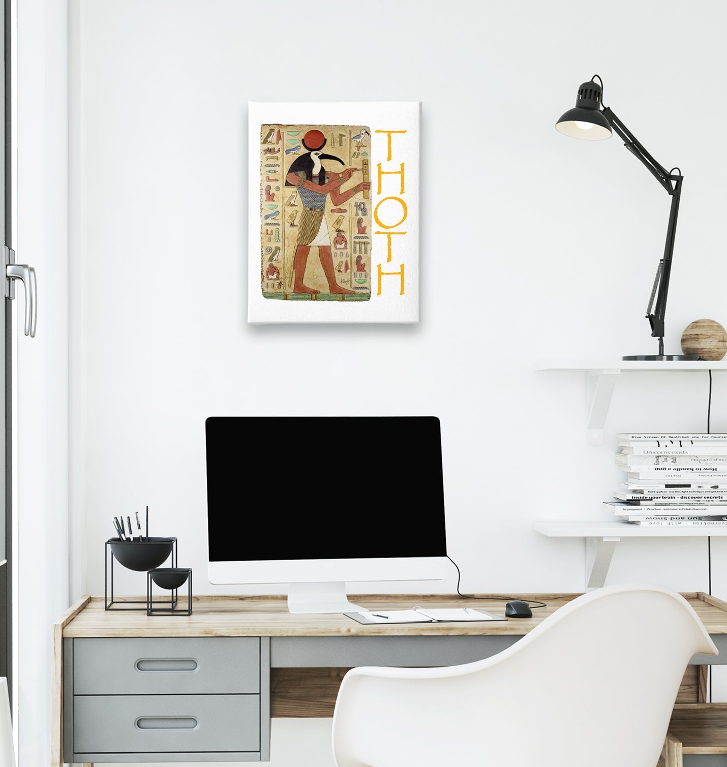 Thoth White Canvas Wall Art 35x40cm - Premium  from W.E.N.S. WIND - Just 7990! Shop now at W.E.N.S. WIND