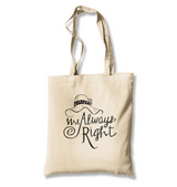 Mrs. Always Right Cap White Canvas Totebag - Premium  from W.E.N.S. WIND - Just 4990! Shop now at W.E.N.S. WIND