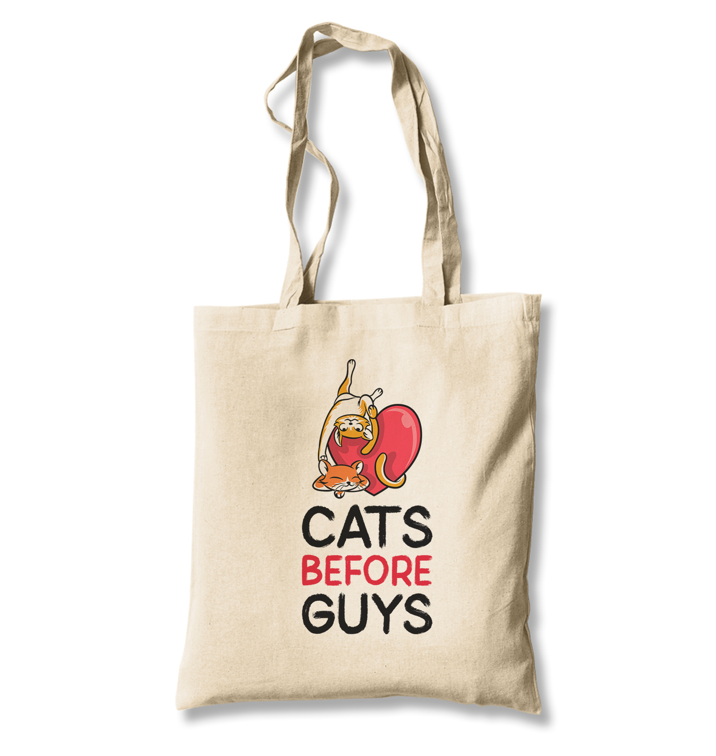 Cats Before Guys White Canvas Totebag - Premium  from W.E.N.S. WIND - Just 4990! Shop now at W.E.N.S. WIND