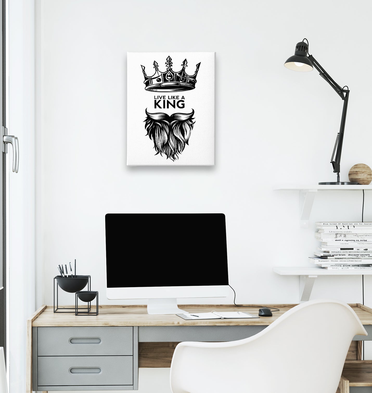 Live Like a King White Canvas Wall Art 35x40cm - Premium  from W.E.N.S. WIND - Just 7990! Shop now at W.E.N.S. WIND
