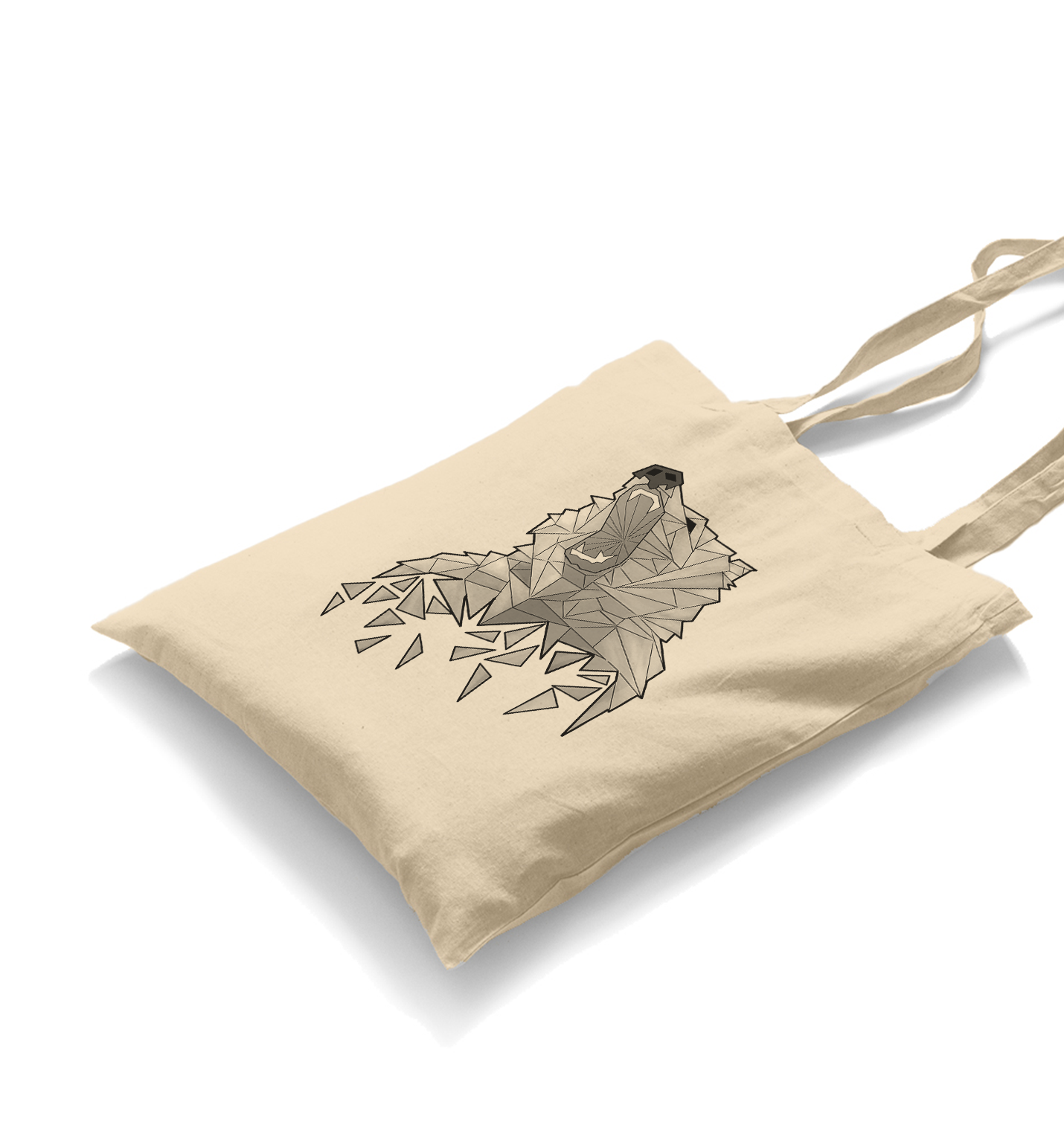 Bear-Greyangles White Canvas Totebag - Premium  from W.E.N.S. WIND - Just 4990! Shop now at W.E.N.S. WIND