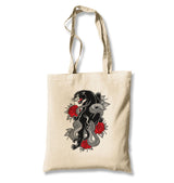 Tattoo - Black Panther & Roses Canvas Totebag - Premium  from Wenswind - Just 4990! Shop now at W.E.N.S. WIND