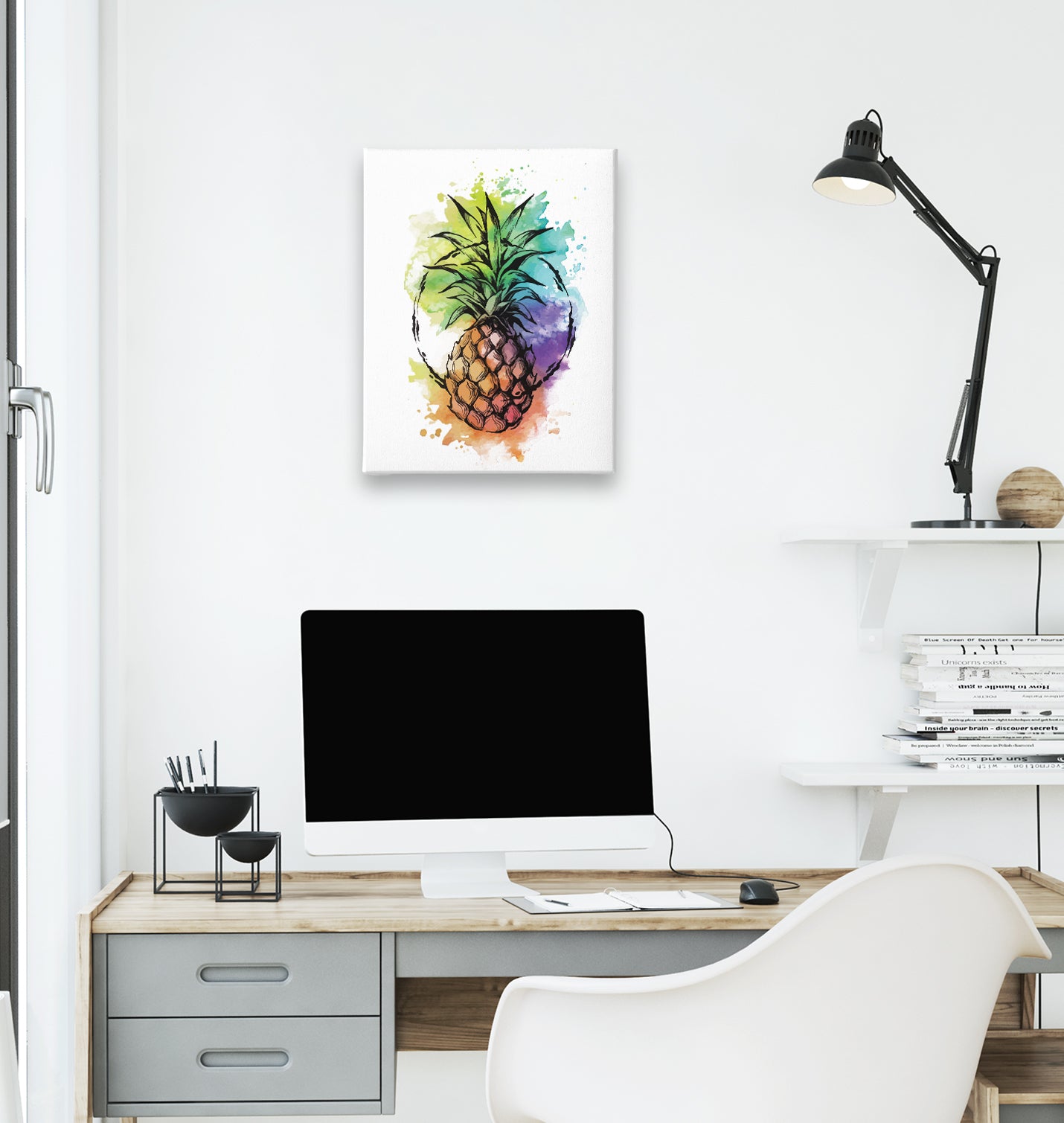 Pineapple White Canvas Wall Art 35x40cm - Premium  from W.E.N.S. WIND - Just 7990! Shop now at W.E.N.S. WIND