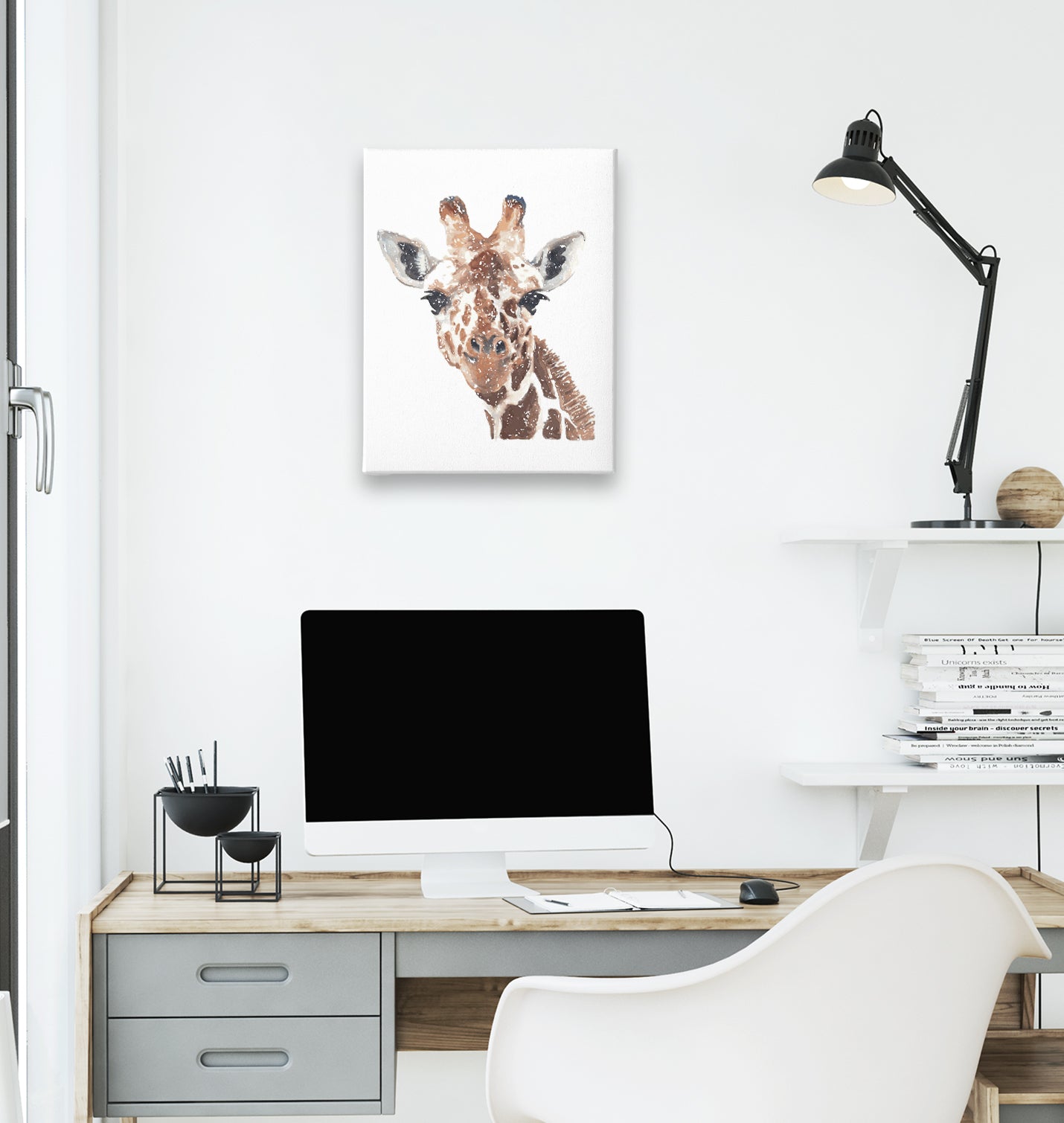Giraffe - Face White Canvas Wall Art 35x40cm - Premium  from W.E.N.S. WIND - Just 7990! Shop now at W.E.N.S. WIND