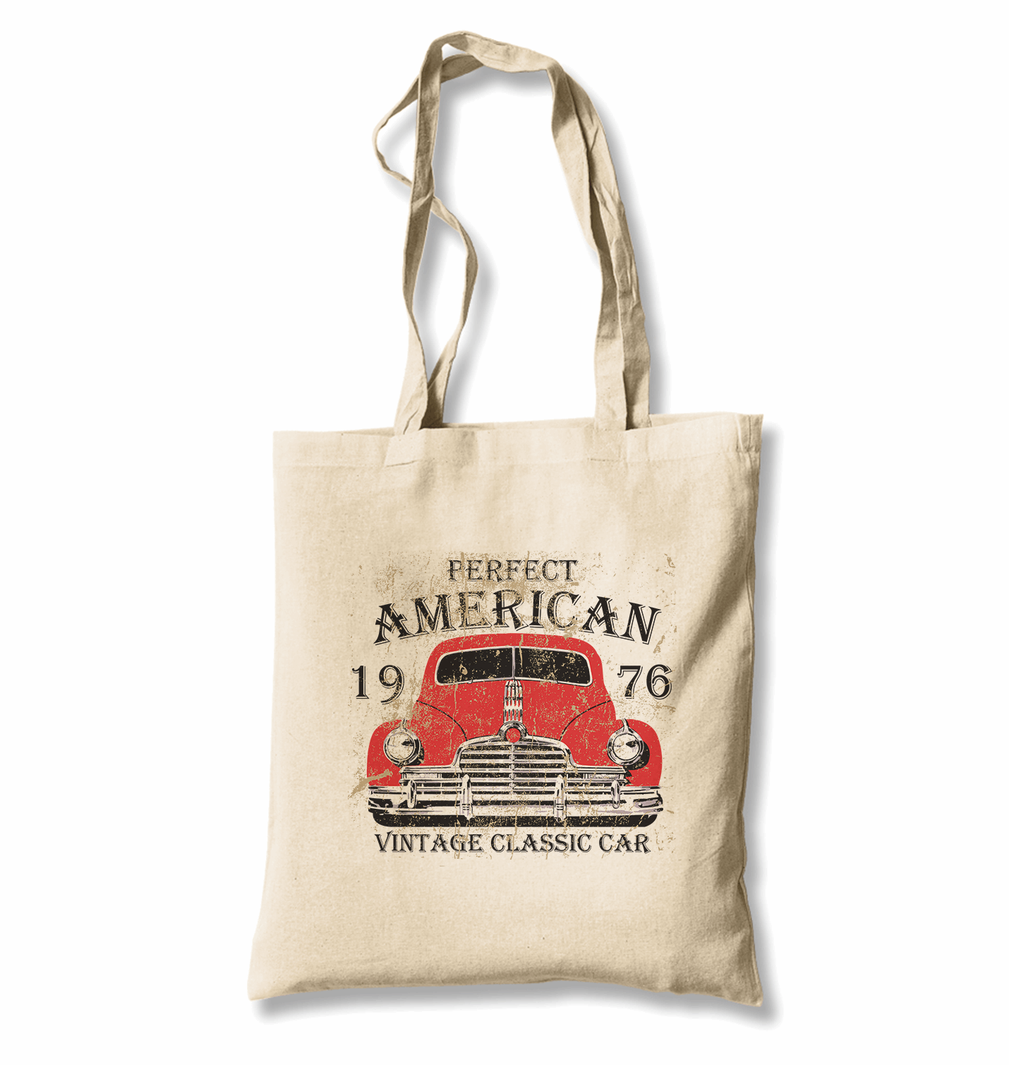 American Classic Car White Canvas Totebag - Premium  from W.E.N.S. WIND - Just 4990! Shop now at W.E.N.S. WIND