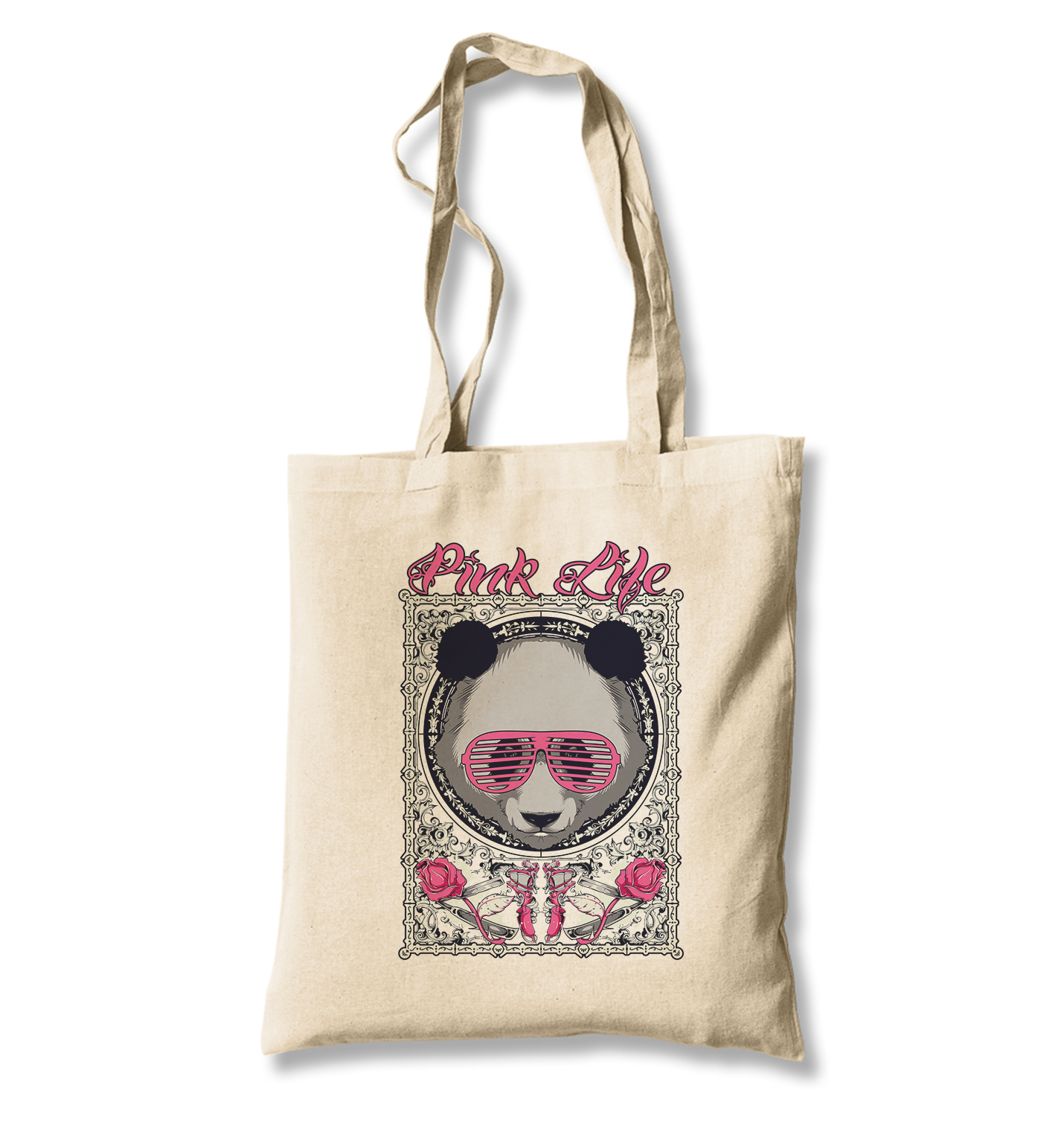 Panda - Pink White Canvas Totebag - Premium  from W.E.N.S. WIND - Just 4990! Shop now at W.E.N.S. WIND