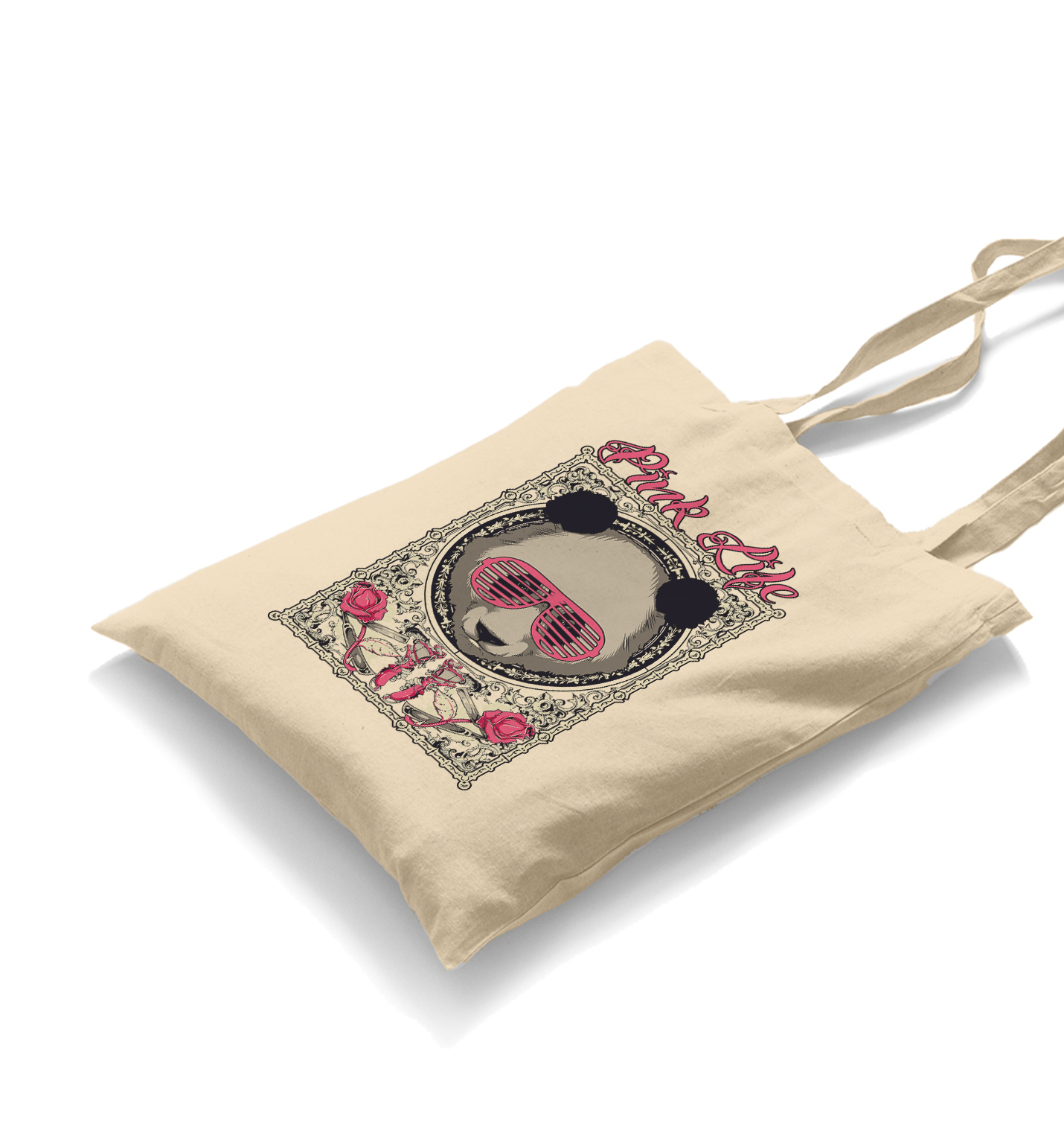 Panda - Pink White Canvas Totebag - Premium  from W.E.N.S. WIND - Just 4990! Shop now at W.E.N.S. WIND