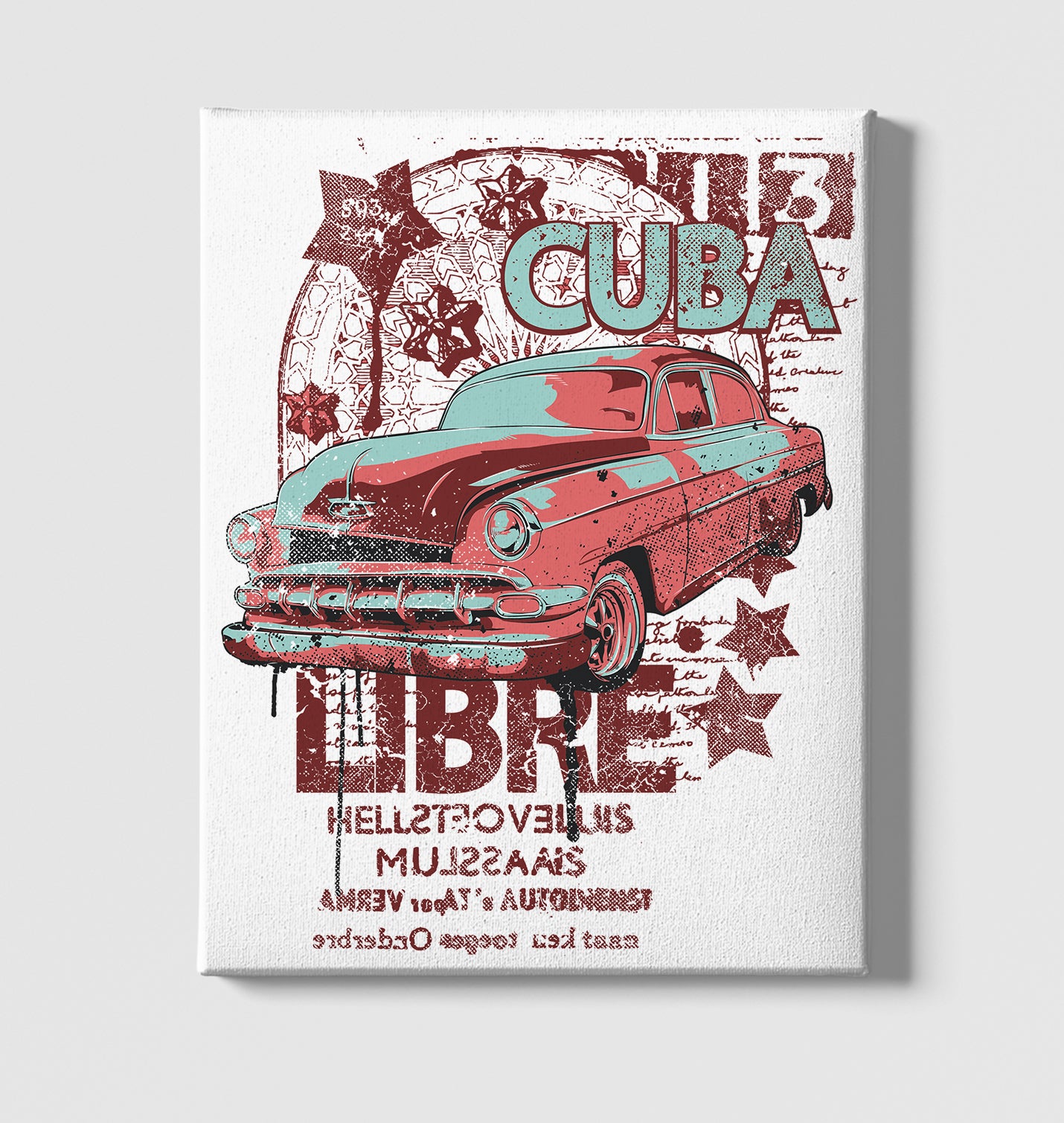 Cuba - Car White Canvas Wall Art 35x40cm - Premium  from W.E.N.S. WIND - Just 7990! Shop now at W.E.N.S. WIND