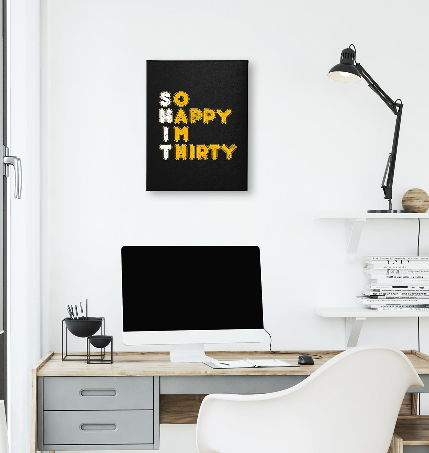 So Happy I Am Thirty Black Canvas Wall Art 35x40cm - Premium  from W.E.N.S. WIND - Just 7990! Shop now at W.E.N.S. WIND