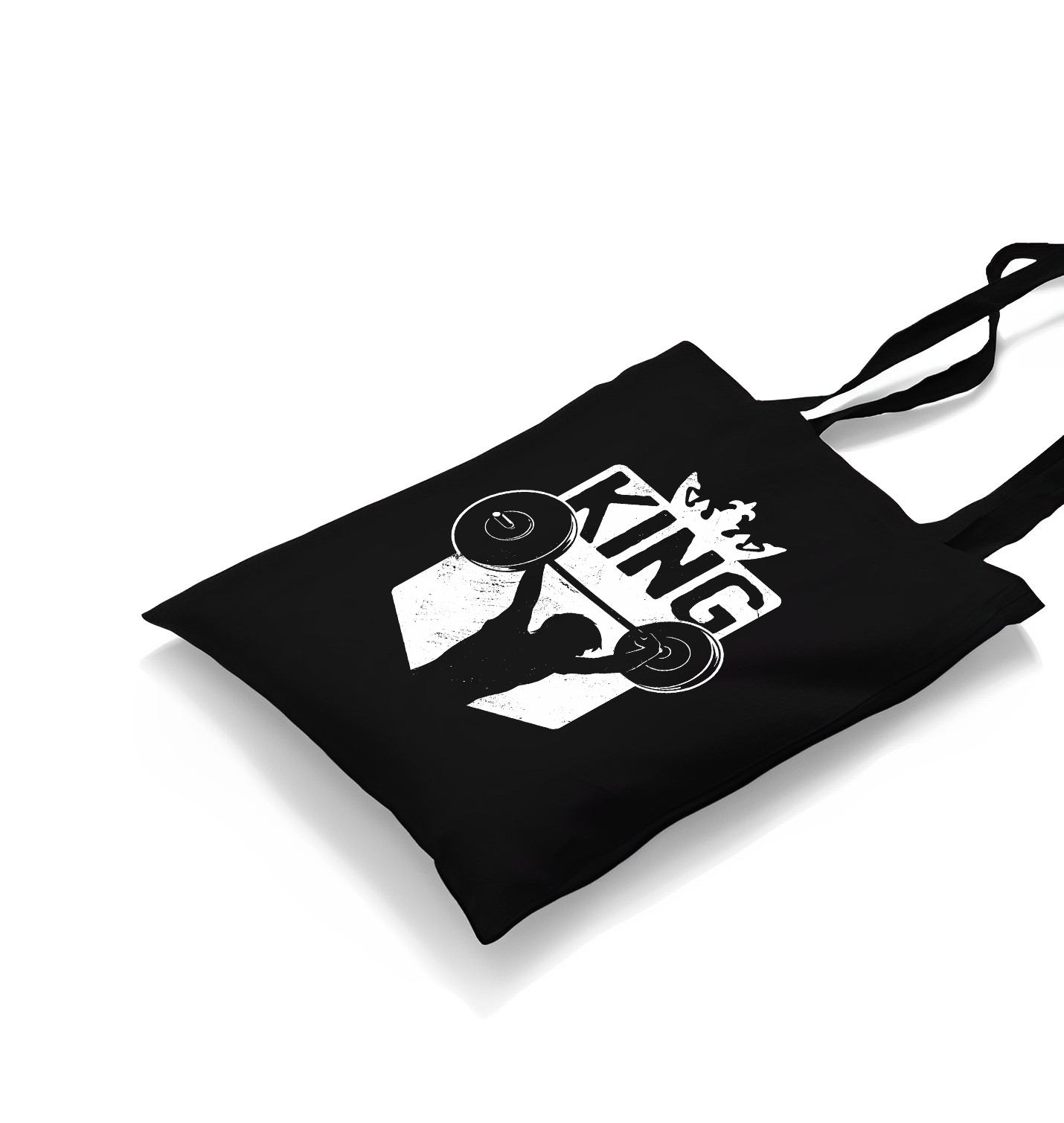 King Logo with a Man Holding Weights Canvas Totebag - Premium  from Wenswind - Just 5990! Shop now at W.E.N.S. WIND