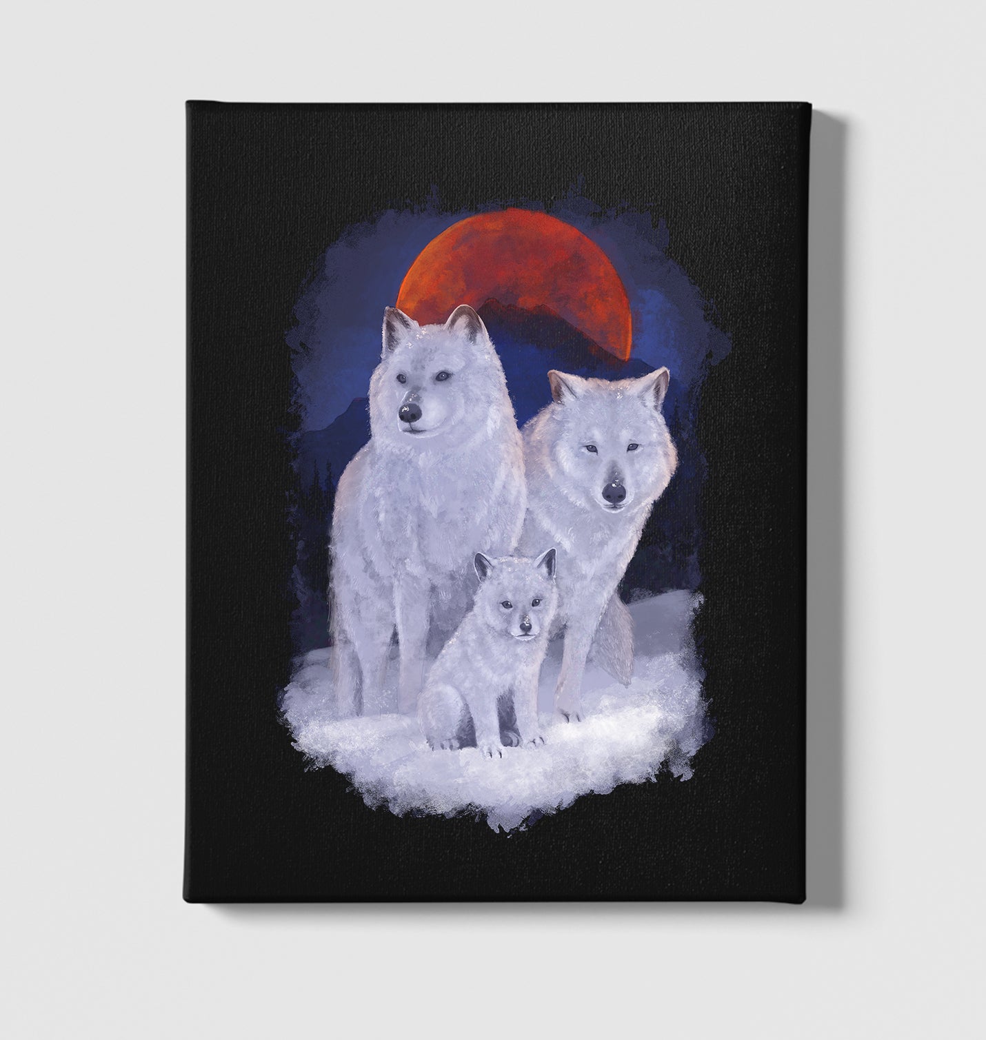 Wolf Family Black Canvas Wall Art 35x40cm - Premium  from W.E.N.S. WIND - Just 7990! Shop now at W.E.N.S. WIND