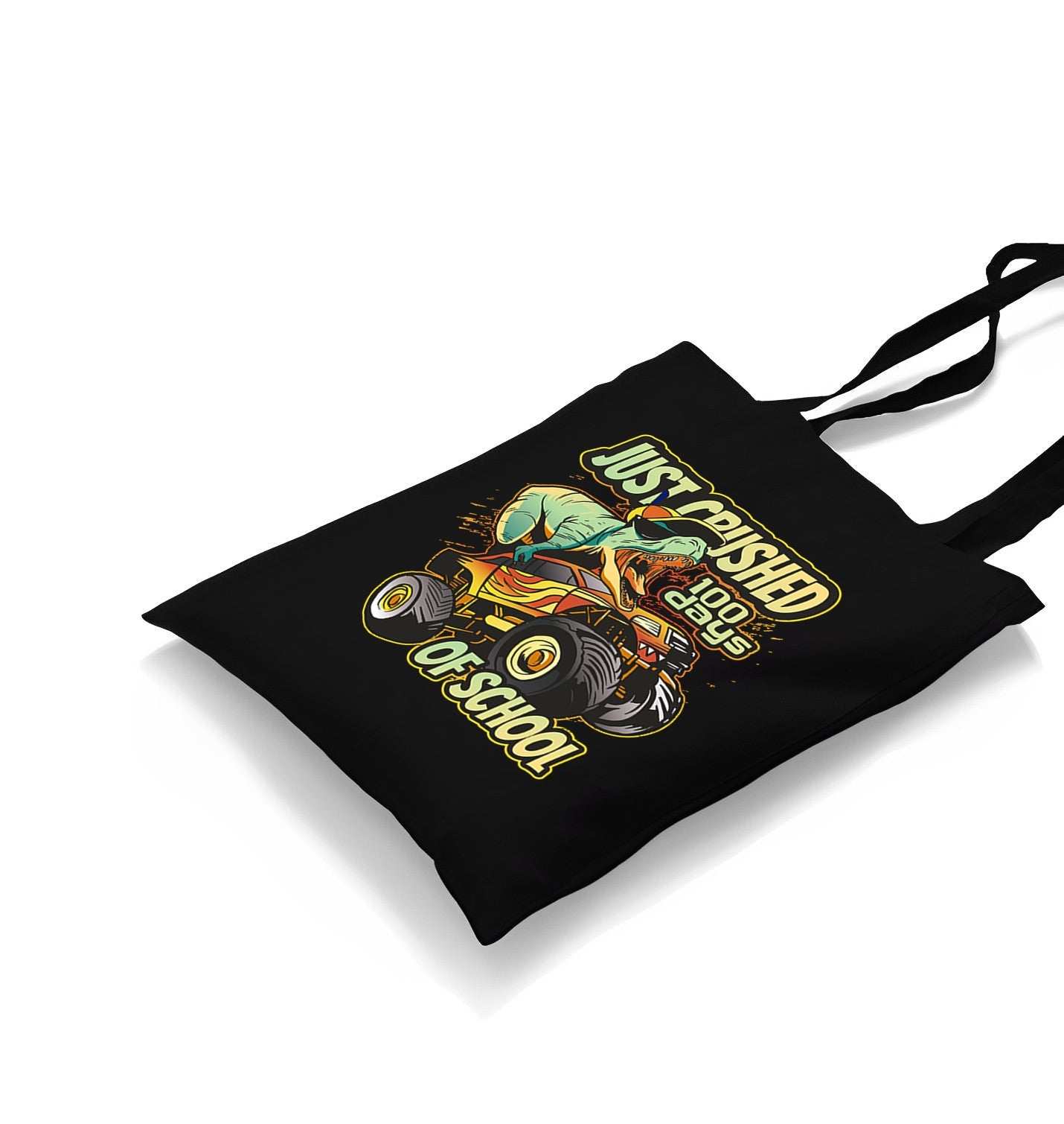 Dinosaur Riding Monster Truck Back to School Canvas Totebag - Premium  from Wenswind - Just 4990! Shop now at W.E.N.S. WIND