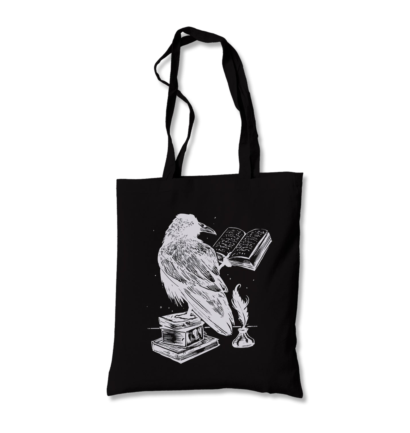 A Raven Reading Book Canvas Totebag - Premium  from Wenswind - Just 4990! Shop now at W.E.N.S. WIND