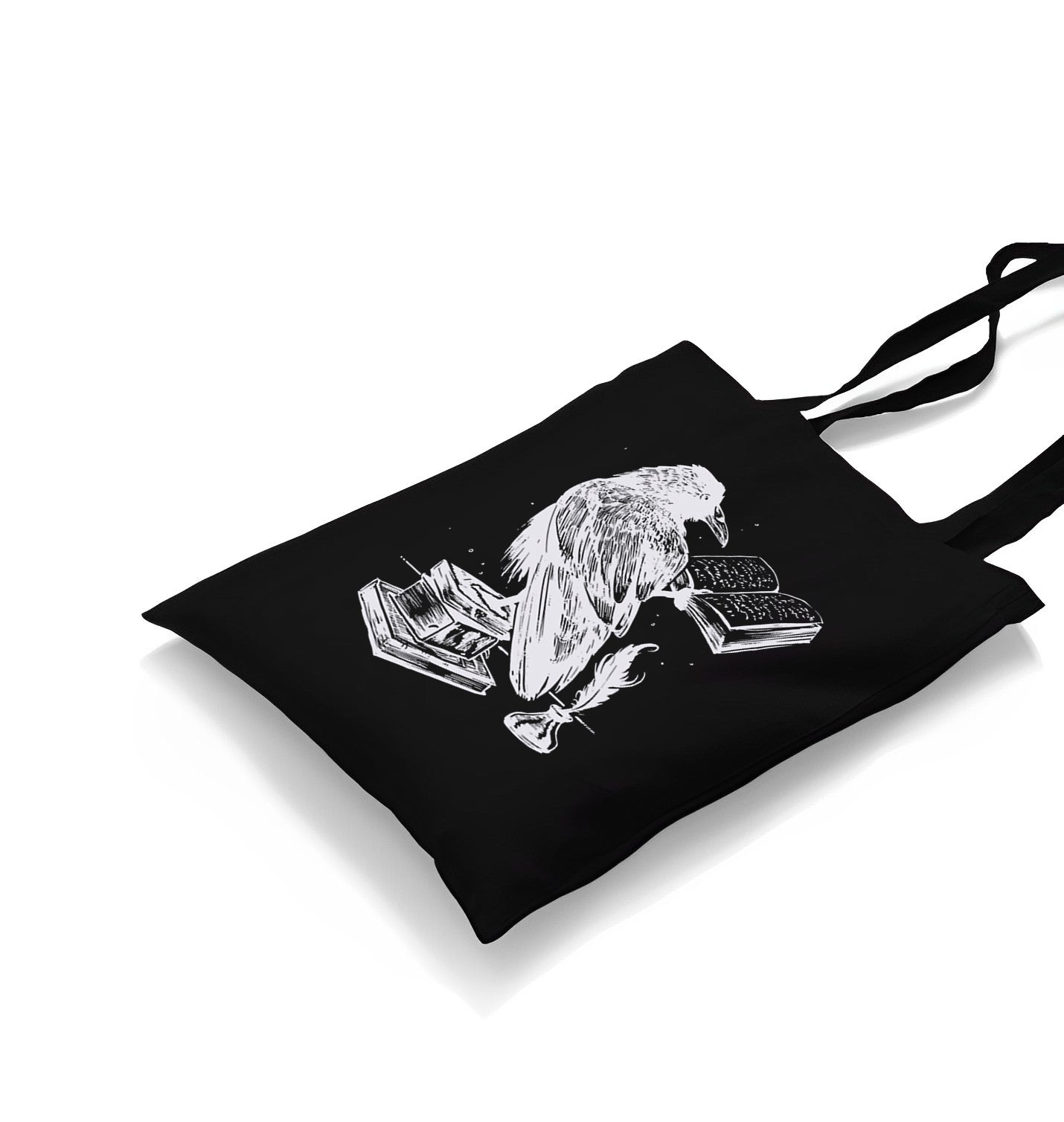 A Raven Reading Book Canvas Totebag - Premium  from Wenswind - Just 4990! Shop now at W.E.N.S. WIND