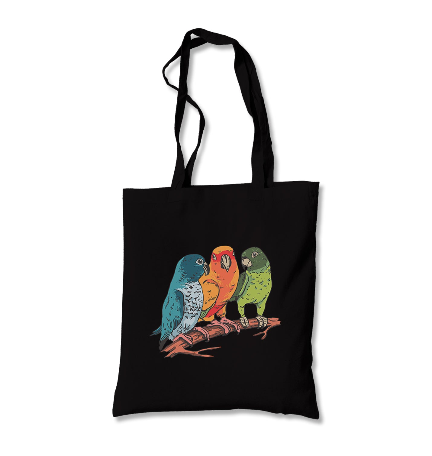 Three Colorful Birds Talking Canvas Totebag - Premium  from Wenswind - Just 4990! Shop now at W.E.N.S. WIND