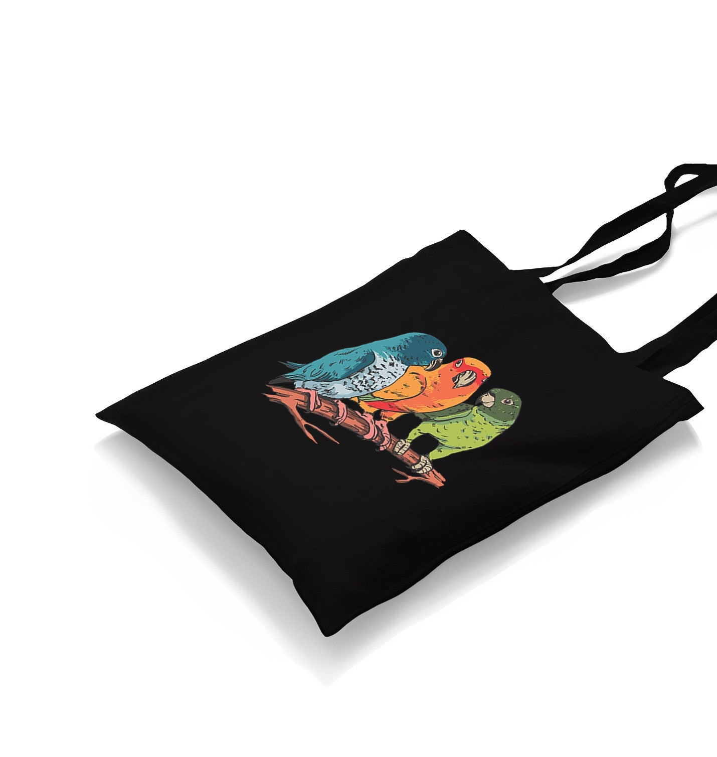 Three Colorful Birds Talking Canvas Totebag - Premium  from Wenswind - Just 4990! Shop now at W.E.N.S. WIND
