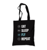 Plane Pilot Eat Sleep Fly Canvas Totebag - Premium  from Wenswind - Just 5990! Shop now at W.E.N.S. WIND