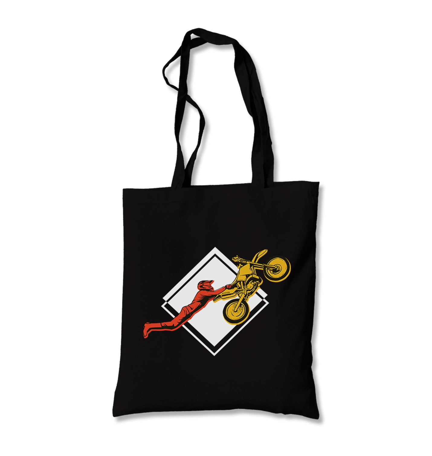 Double Seat Stunt on a Motorcycle Canvas Totebag - Premium  from Wenswind - Just 4990! Shop now at W.E.N.S. WIND