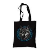 Wolf with a Blue Circular Viking Logo Canvas Totebag - Premium  from Wenswind - Just 4990! Shop now at W.E.N.S. WIND