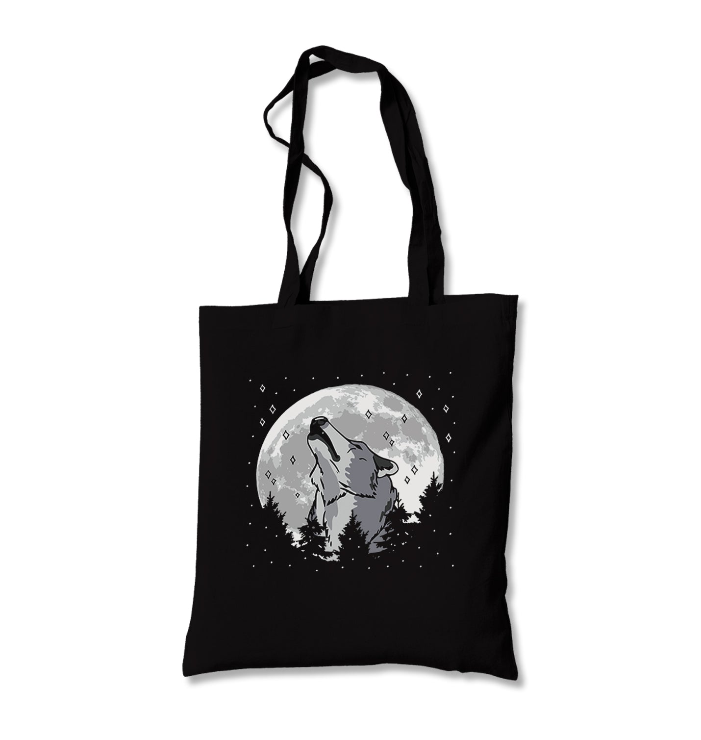 A Wolf Howling in a Starry Forest Canvas Totebag - Premium  from Wenswind - Just 4990! Shop now at W.E.N.S. WIND