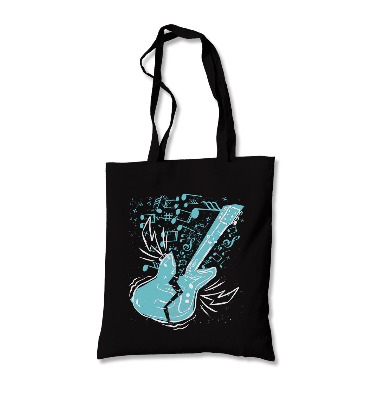 Broken Electric Guitar with Music Notes Around Canvas Totebag - Premium  from Wenswind - Just 4990! Shop now at W.E.N.S. WIND