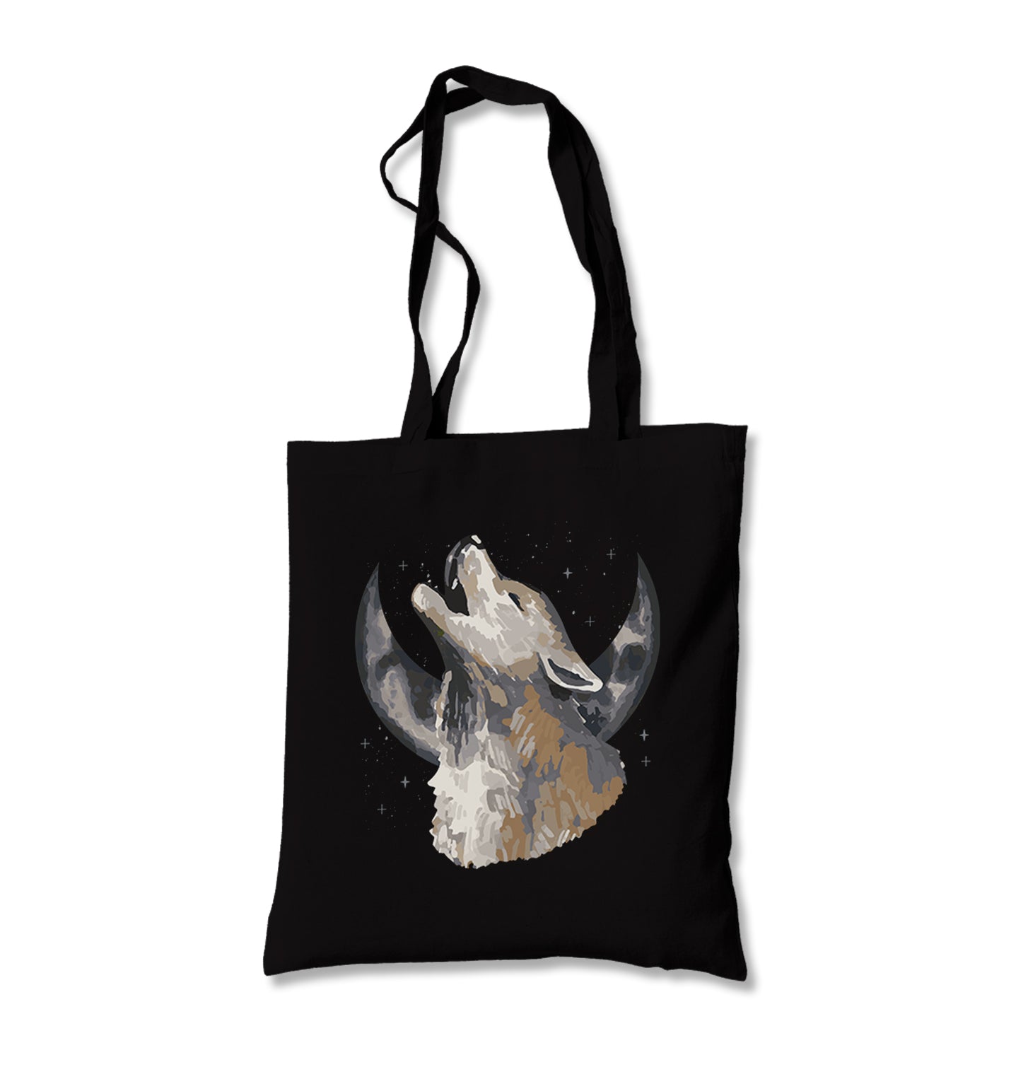 Wolf Howling - Moon Canvas Totebag - Premium  from Wenswind - Just 4990! Shop now at W.E.N.S. WIND