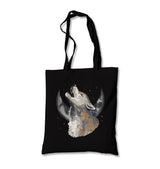 Wolf Howling - Moon Canvas Totebag - Premium  from Wenswind - Just 4990! Shop now at W.E.N.S. WIND