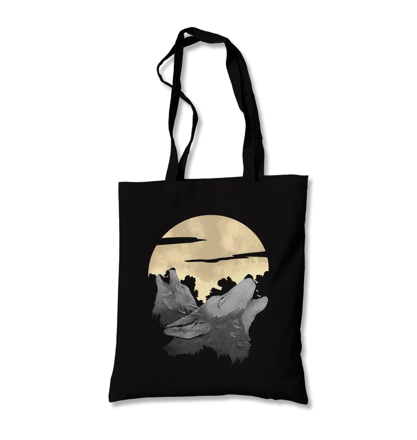 Two Wolves Howling in the Moonlight Canvas Totebag - Premium  from Wenswind - Just 4990! Shop now at W.E.N.S. WIND