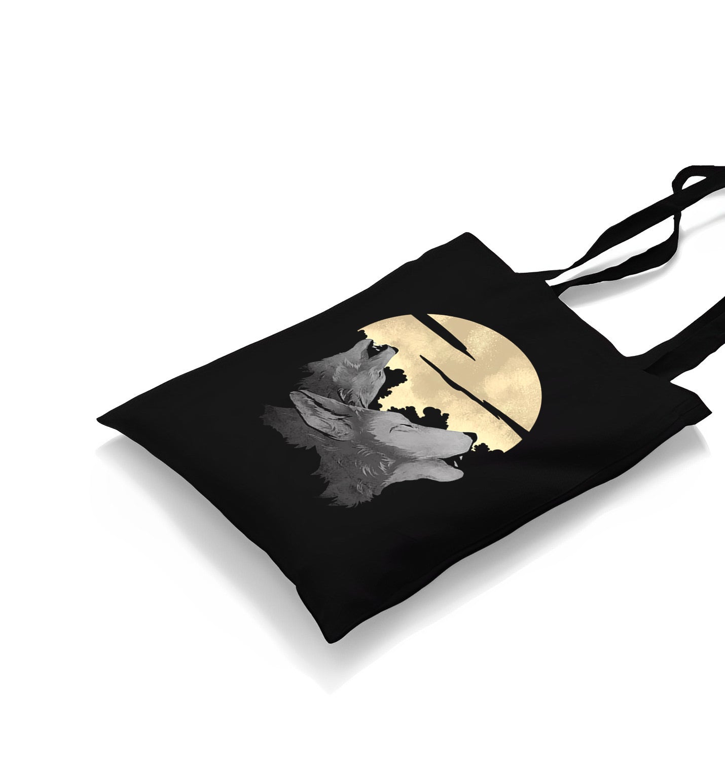 Two Wolves Howling in the Moonlight Canvas Totebag - Premium  from Wenswind - Just 4990! Shop now at W.E.N.S. WIND