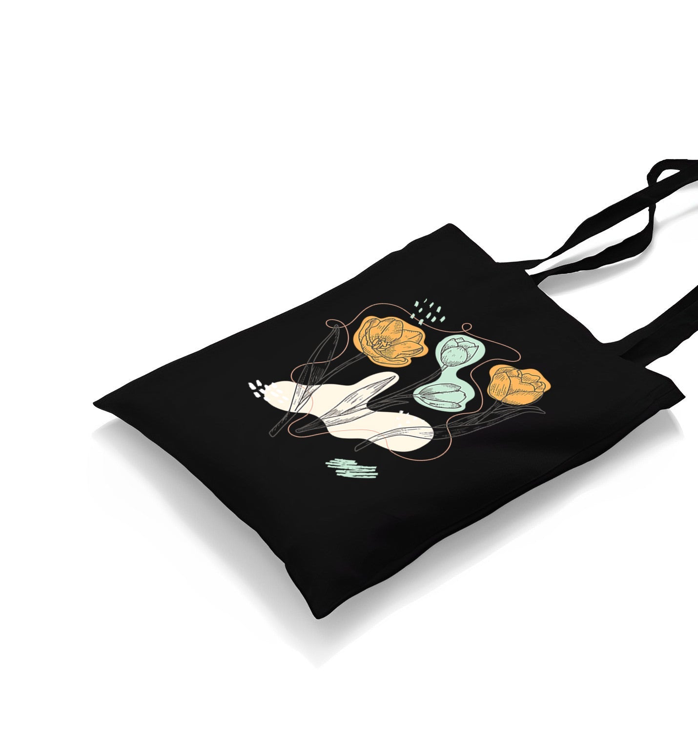 Tulip Flowers in Abstract Style Canvas Totebag - Premium  from Wenswind - Just 4990! Shop now at W.E.N.S. WIND