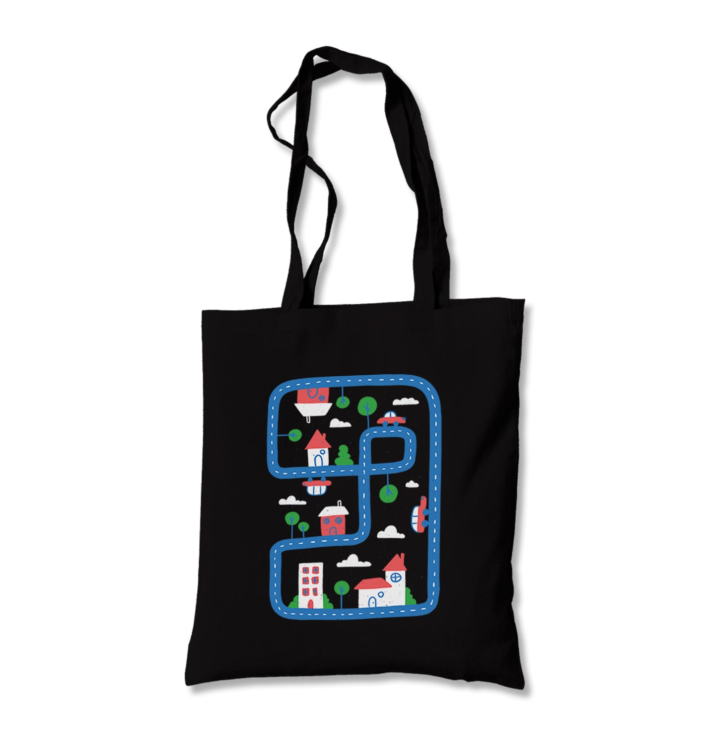 City Roads and Houses in Kids Style Canvas Totebag - Premium  from Wenswind - Just 4990! Shop now at W.E.N.S. WIND