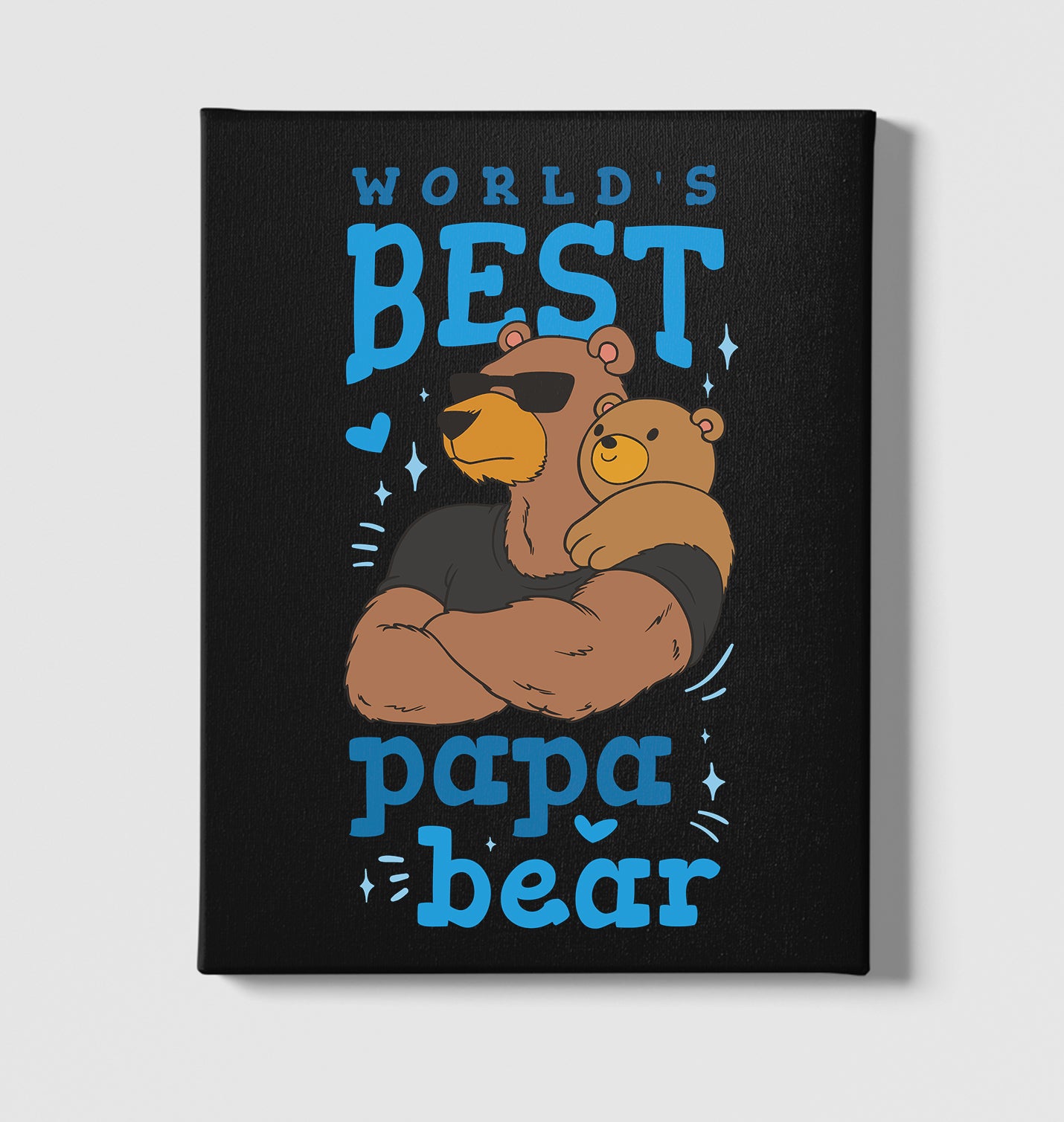 World's Best Papa Bear Black Canvas Wall Art 35x40cm - Premium  from W.E.N.S. WIND - Just 7990! Shop now at W.E.N.S. WIND