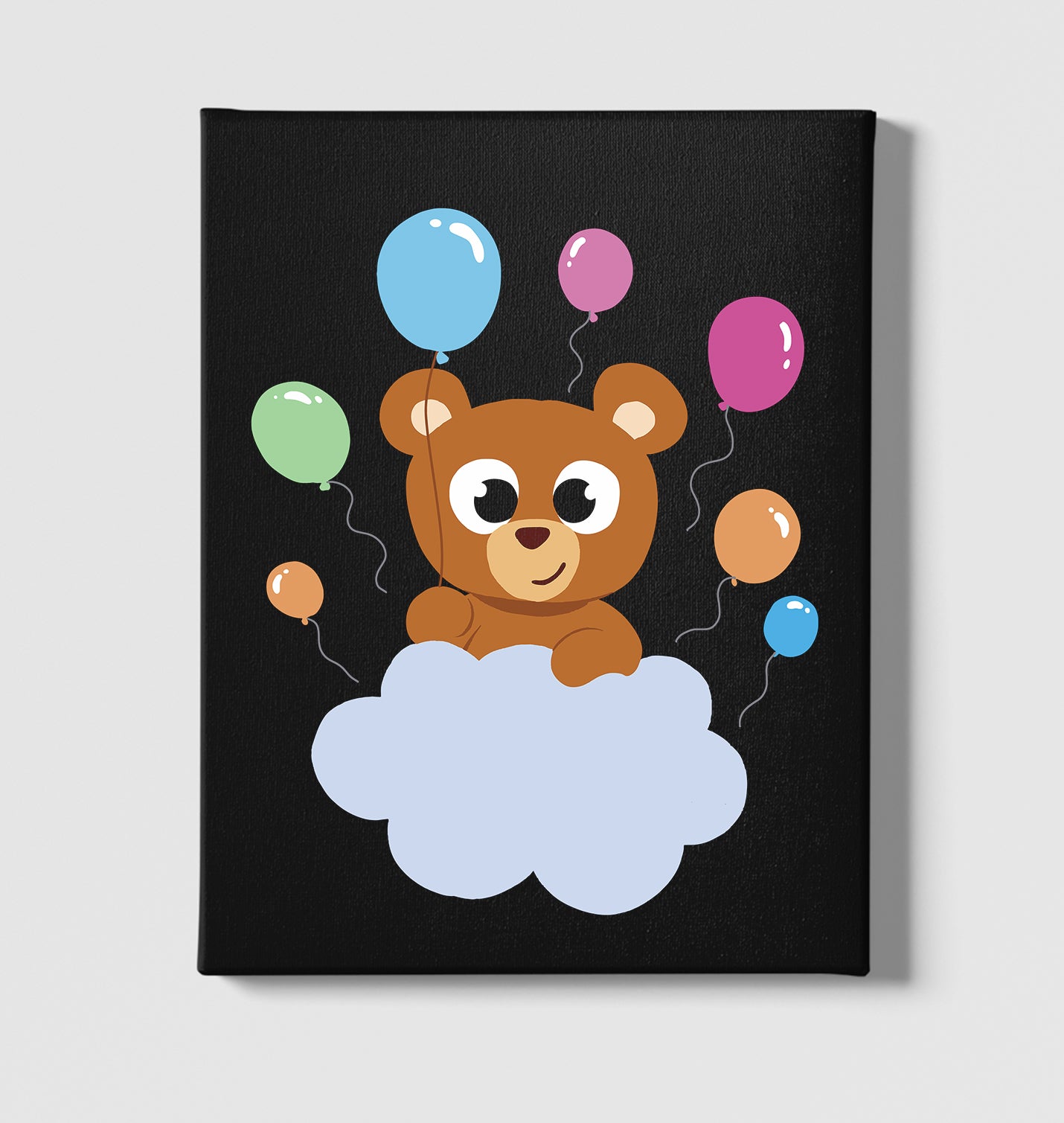 Baby Birthday Bear with Balloons Black Canvas Wall Art 35x40cm - Premium  from W.E.N.S. WIND - Just 7990! Shop now at W.E.N.S. WIND